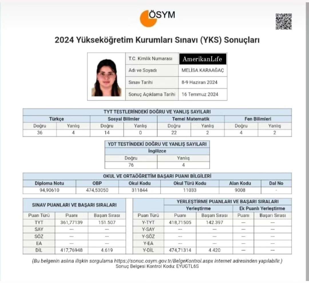 YKS-DİL SINAVINDA SAMANDAĞ BİRİNCİSİ ve İKİNCİSİ AmericanLIFE DİL OKULUNDA!